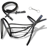 Vidaxl Bridle Leather con banda nasal combinada, riendas y mazorca negra de bit