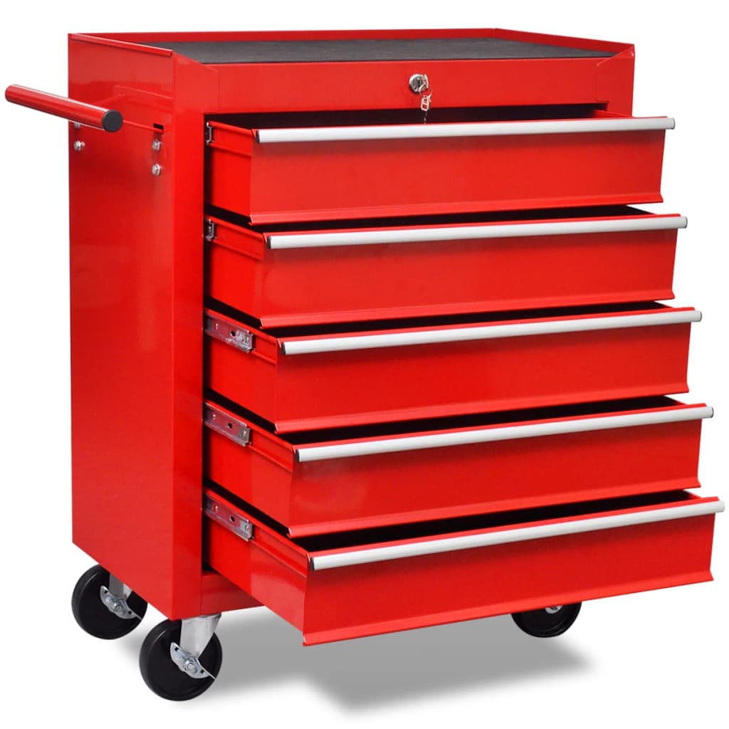 Vidaxl Tool Trolley 5 tiroirs rouges