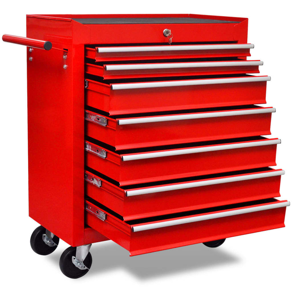 Vidaxl Tool Trolley 7 tiroirs rouges