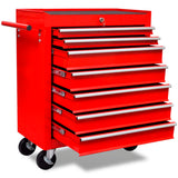 Vidaxl Tool Trolley 7 tiroirs rouges