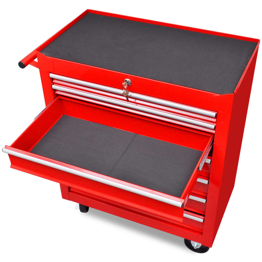 Vidaxl Tool Trolley 7 tiroirs rouges