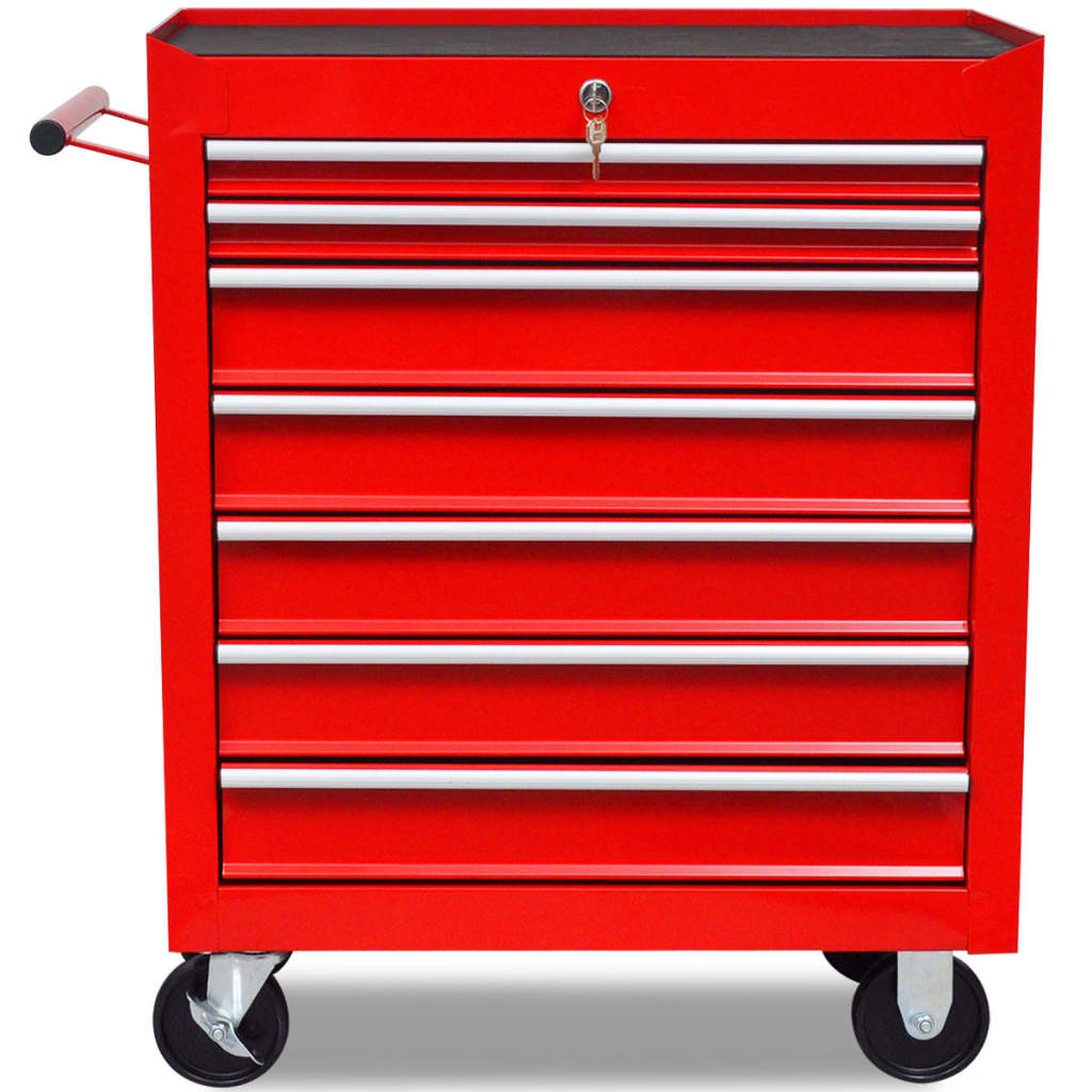 Vidaxl Tool Trolley 7 tiroirs rouges