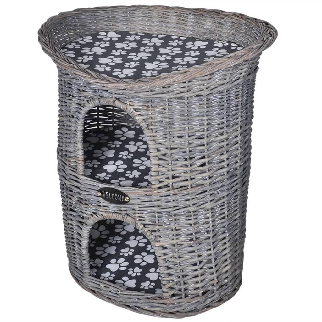 Vidaxl cat bed house scratching post 2-layer with cushion willows