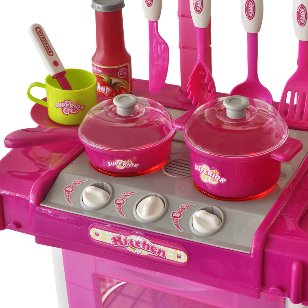 VidaXL Kinderspeelkeuken met lichten geluidseffecten roze