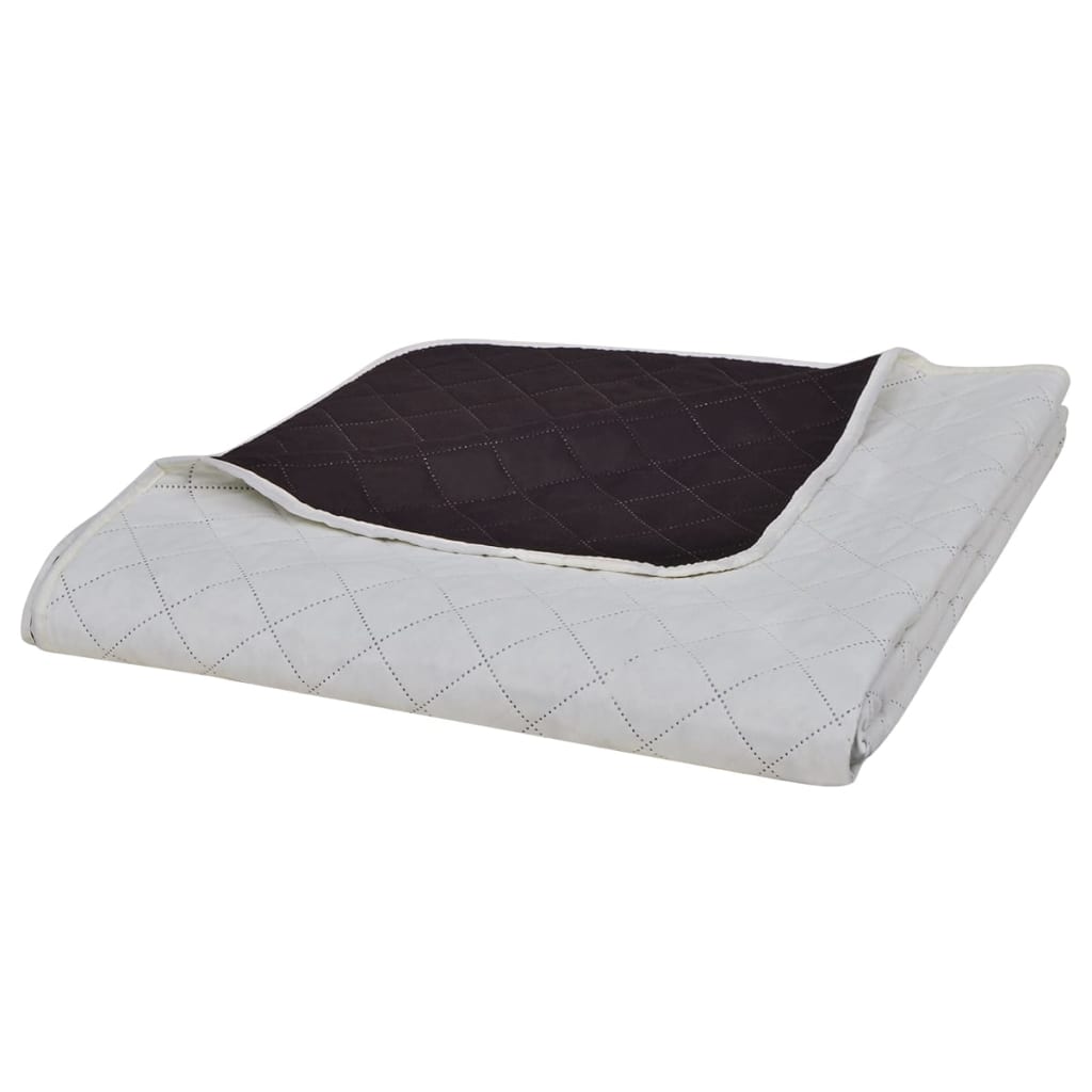 VidaXL Bedsprei gewatteerd dubbelzijdig 220x240 cm beige bruin