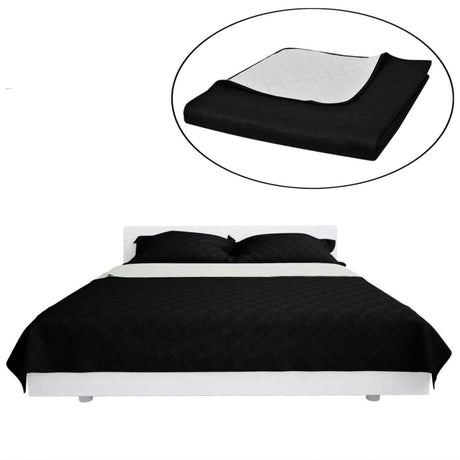 VidaXL Bedsprei gewatteerd dubbelzijdig 170x210 cm zwart wit