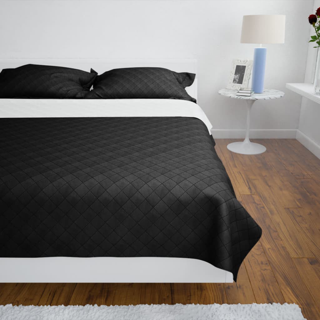 Vidaxl Bedsprey Quilded podwójnie 230x260 cm czarna biała