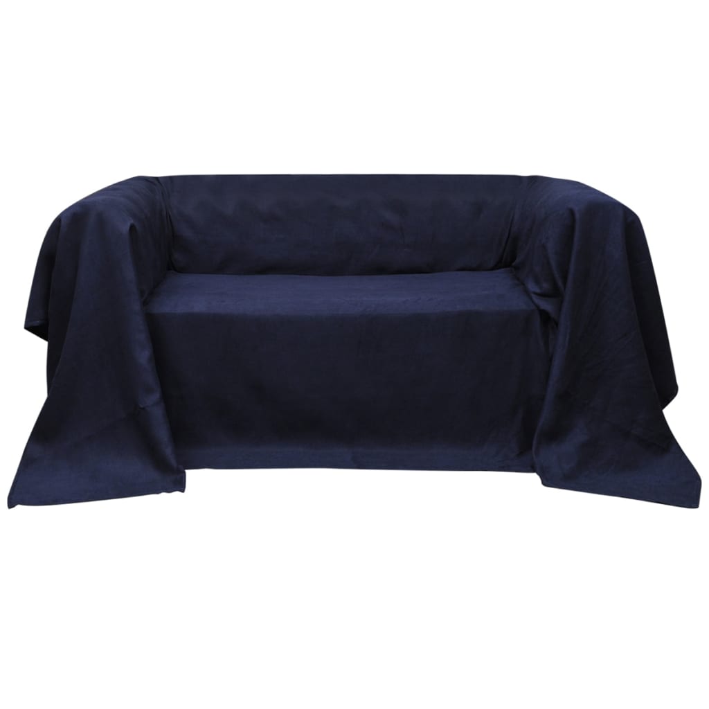 Couverture de la banque Vidaxl microsuede bleu marine 140 x 210 cm