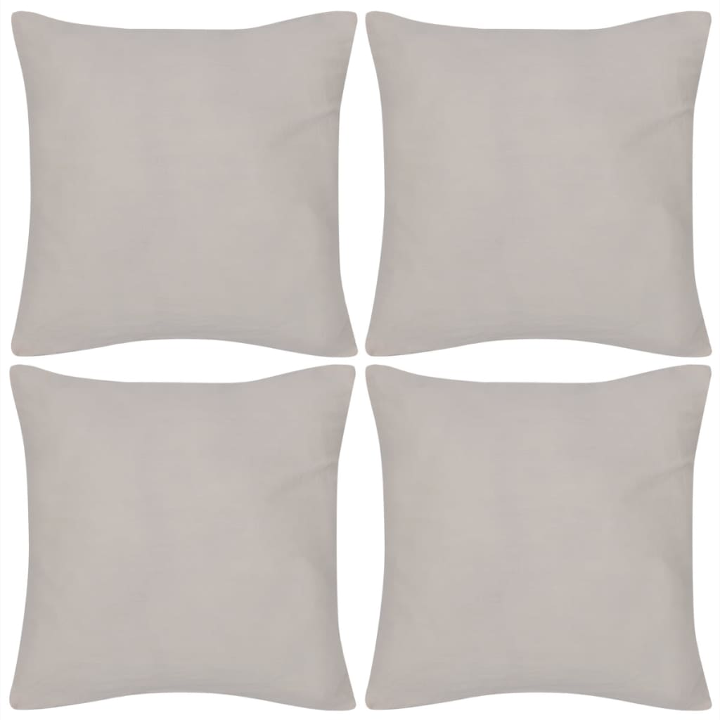 Vidaxl pute dekker bomull 40 x 40 cm beige 4 stykker