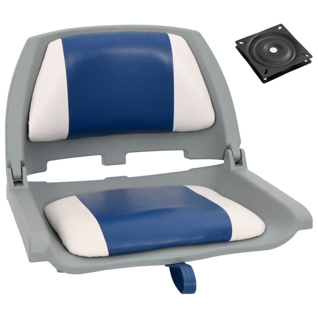 Vidaxl 2-piece boat seat set with blue-white cushions foldable