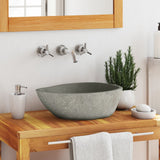 Vidaxl lavabo ovale (37-46) x (29-36) cm Stone de la rivière