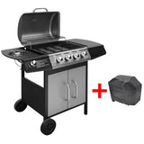 Vidaxl GasbarBecue 4 + 1 Zone de cuisson noire et argent