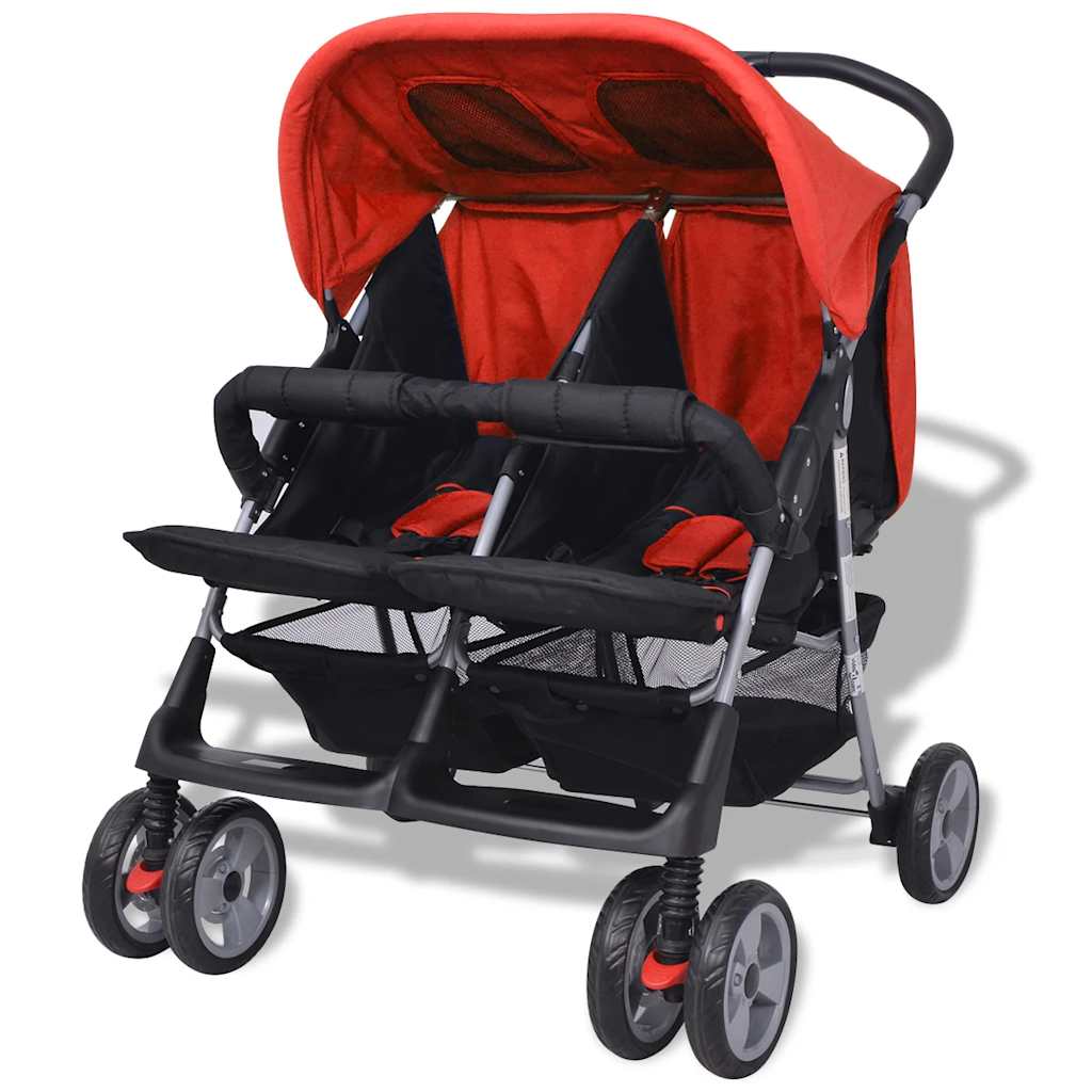 Vidaxl Twin Car Steel Red and Black