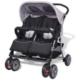 Vidaxl Twin Car Steel Grey and Black