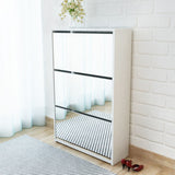 Vidaxl Shoe Cabinet Three Layer With Mirror 63x17x102,5 cm hvid