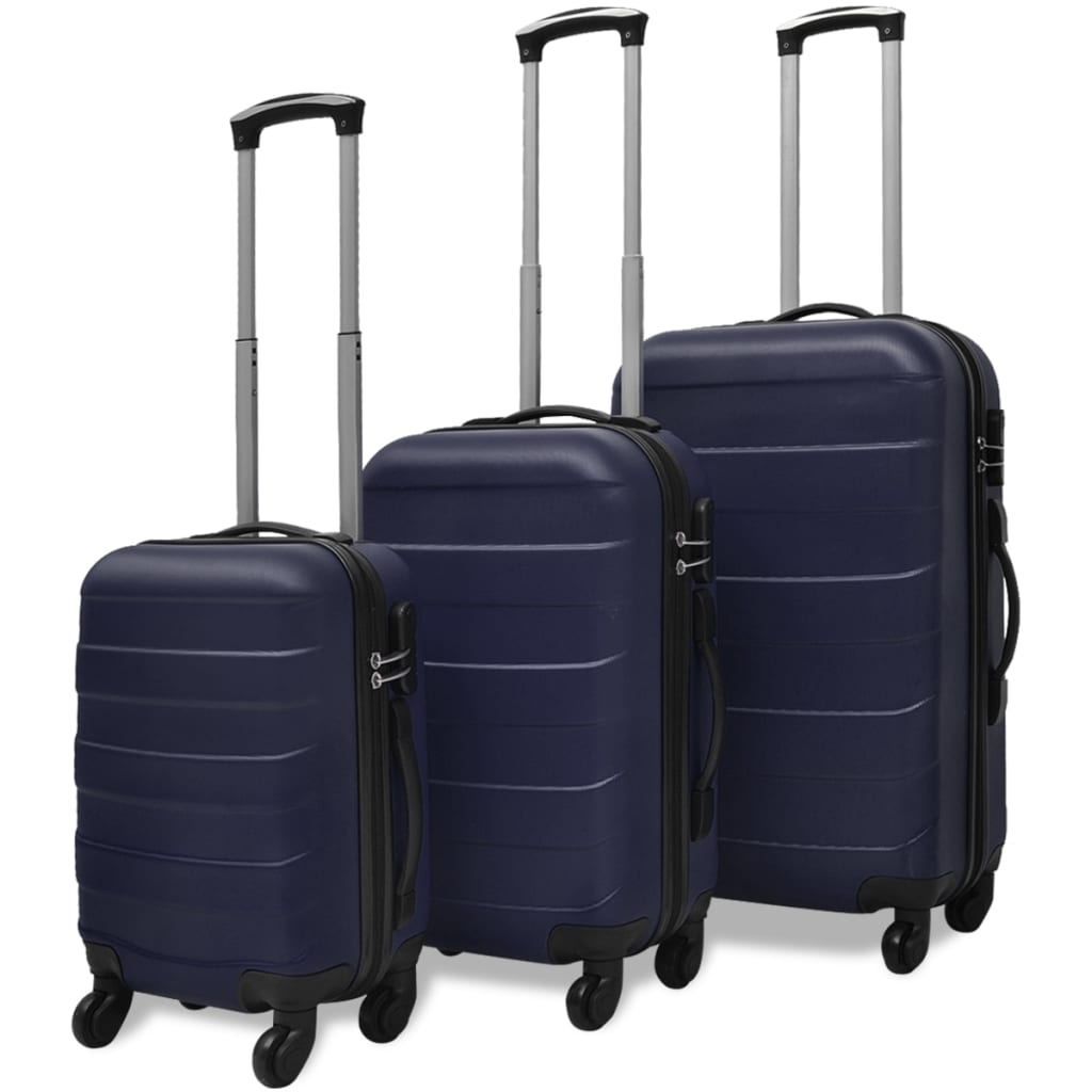 Vidaxl à bagages en 3 parties réglés durs 45,5 55 66 cm bleu