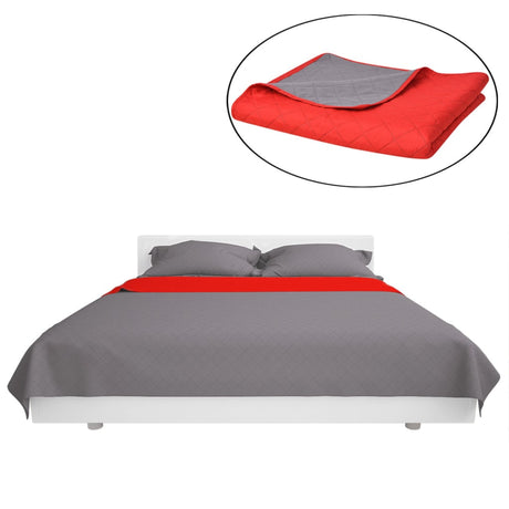 VidaXL Dubbelzijdige quilt bedsprei rood en grijs 170x210 cm