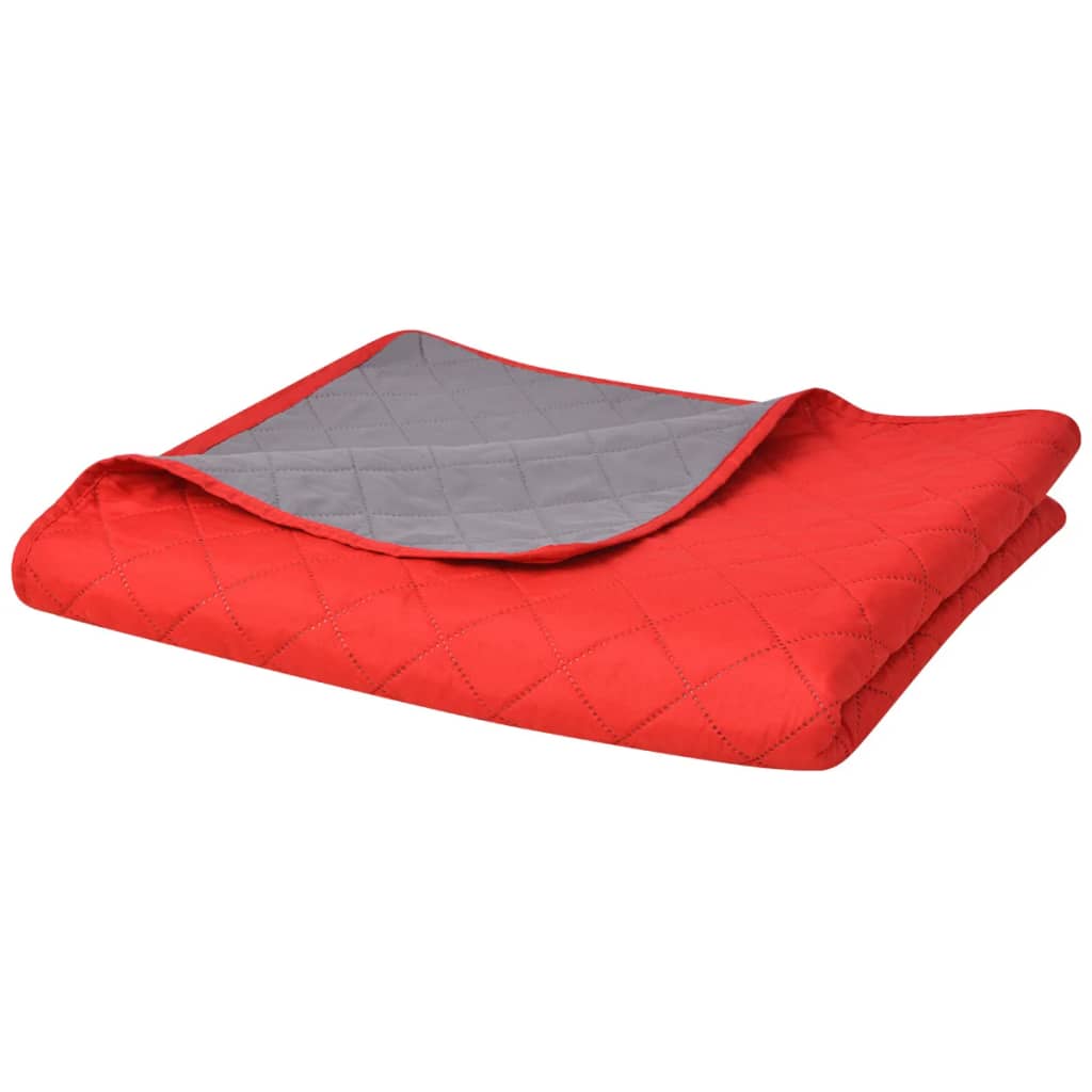 Vidaxl double -sided quilt bedspread red and gray 220x240 cm