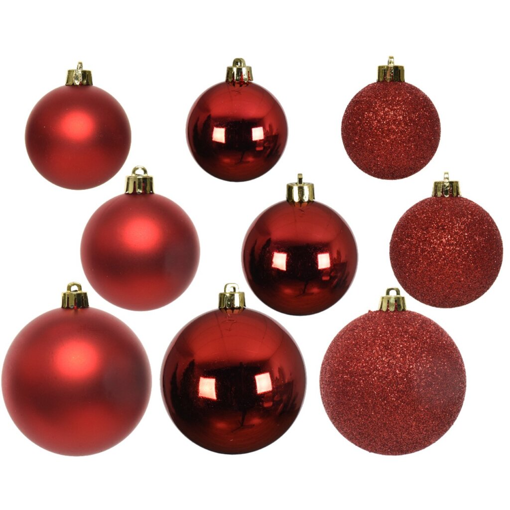 Decoris decoris Christmas balls plastic 6-8-10 cm red 26 pieces