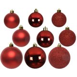 Decoris Decoris Weihnachtsbällchen Plastik 6-8-10 cm rot 26 Stücke