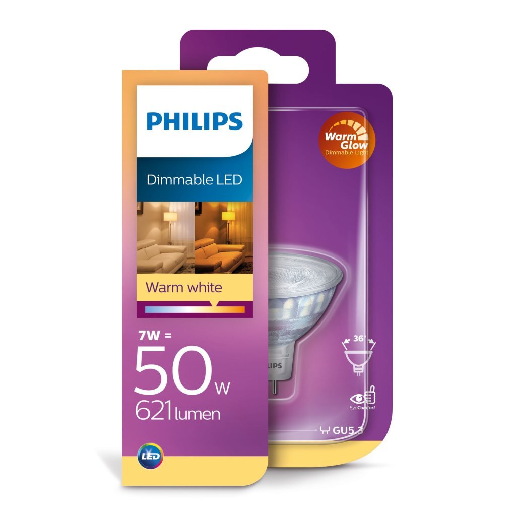 Philips gefouert Liichtheet dimmable Plaz waarm wäiss Gu5.3 50w