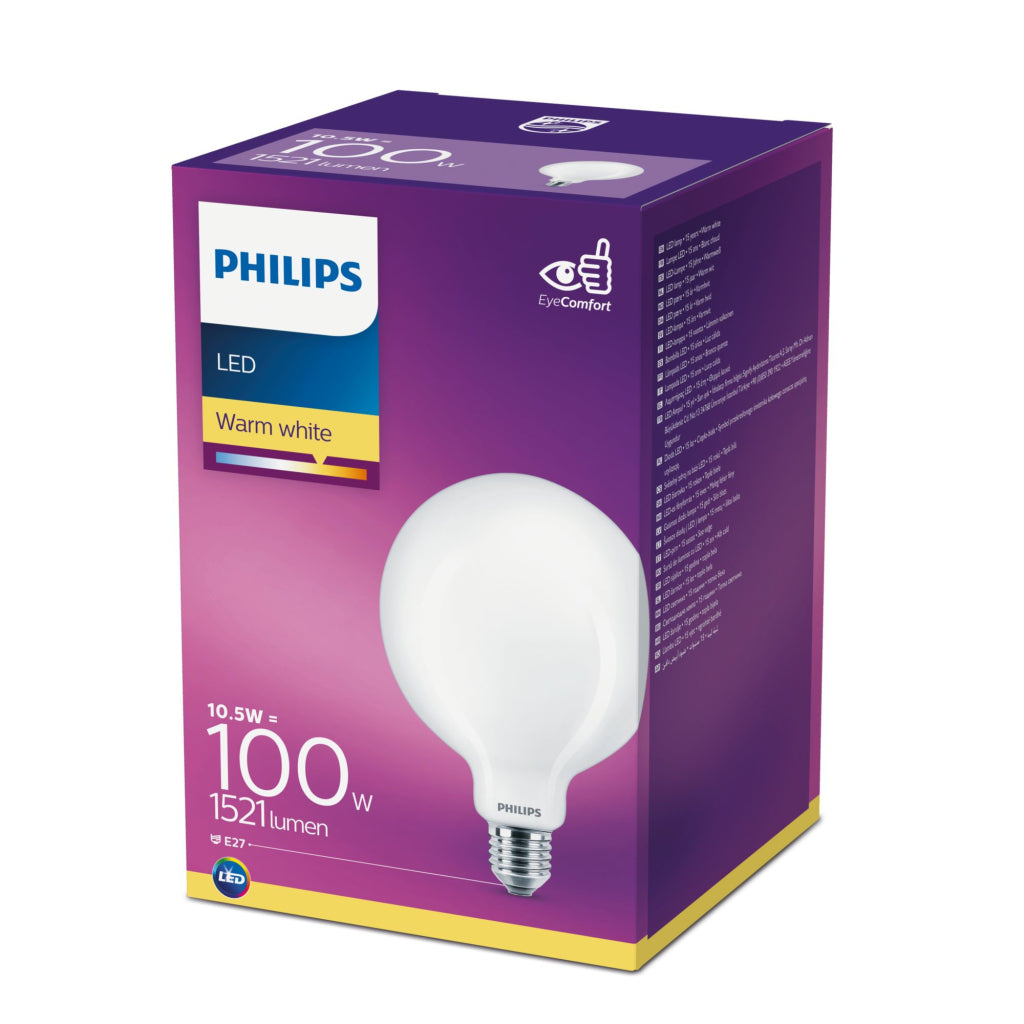 De Philips huet 100W e27 ww g120 fr srt srt4 Liicht