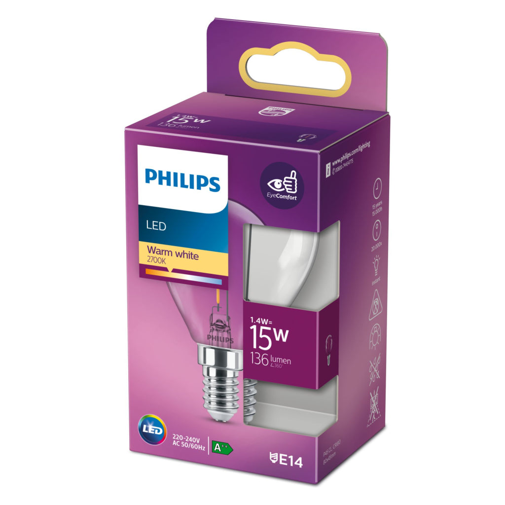 Philips Classic LED -lampa 15W E14 varm vit