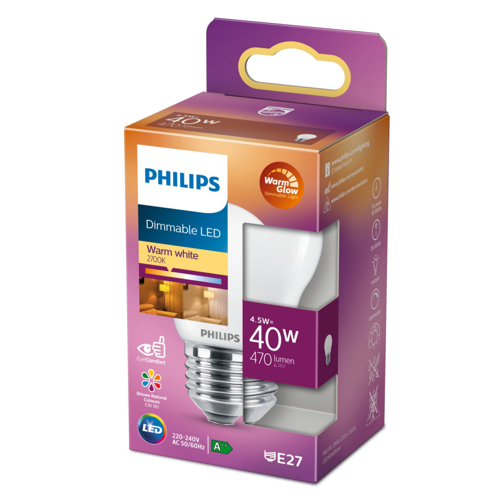 Philips Dimmable LED LADDA CANDLE CANDALE 40W E27 White caldo