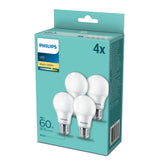 Philips LED LAMP 60W E27 Varm hvide 4 stykker