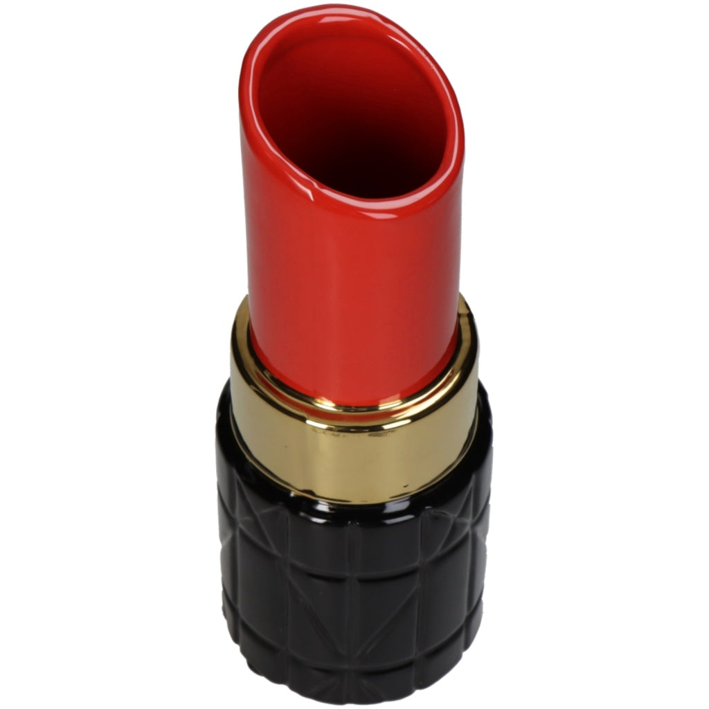 Overige Merken Lipstick Vaas 10x10x27 cm Rood Zwart