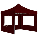 Vidaxl partyTent foldbar med väggar 3x3 m aluminium vinröd