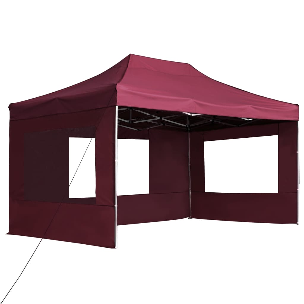 Vidaxl PartyTent skládací se stěnami 4,5x3 m Hliníkové víno červené