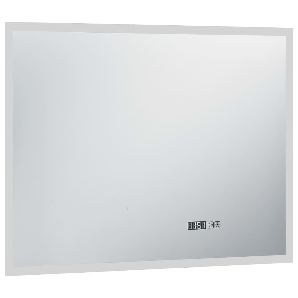 VidaXL Badkamerspiegel LED met aanraaksensor en tijdweergave 80x60 cm