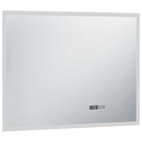 LED de espejo de baño Vidaxl con sensor táctil y pantalla de tiempo 80x60 cm