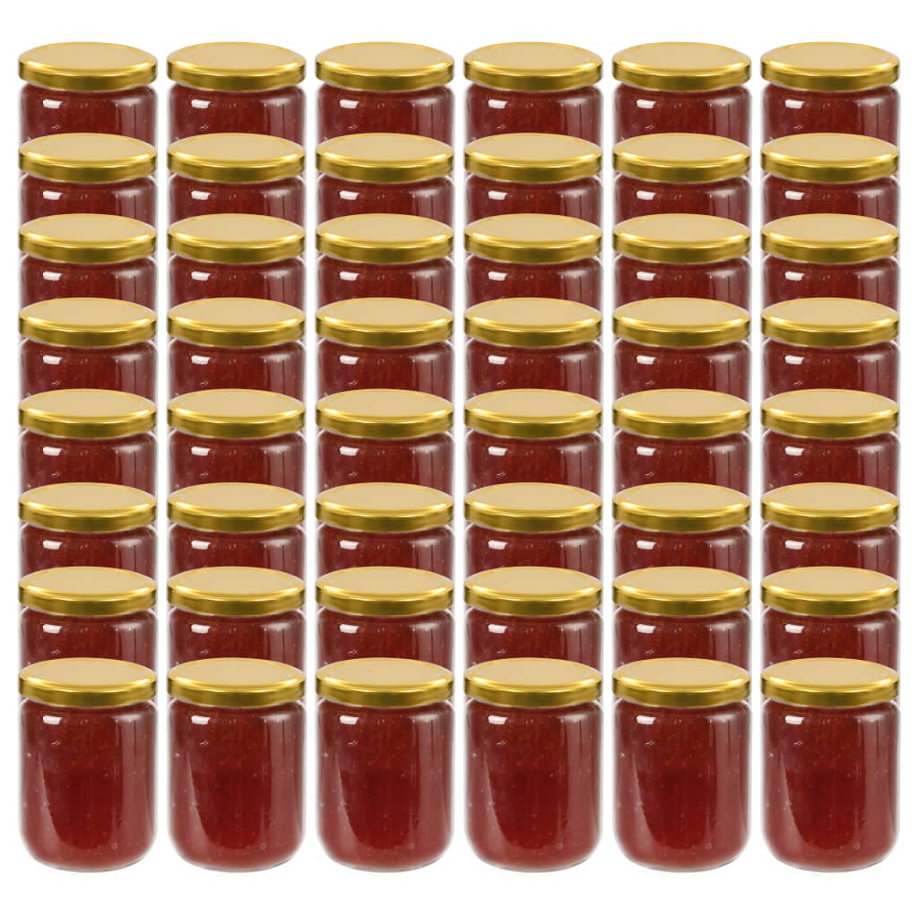 Vidaxl Jam Jars se zlatými víčkami 48 ks 230 ml skla