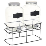 VidaXL Drankdispensers 2 st met standaard 2 x 4 L glas