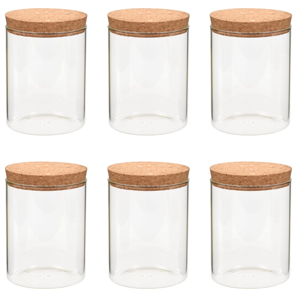 Vidaxl Späichere Pots mat Cork Deck 6 st 650 ml Glas