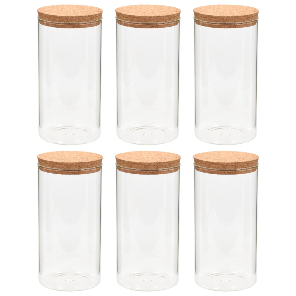 Vidaxl Späichere Pots mat Cork Deck 6 st 1400 ml Glas