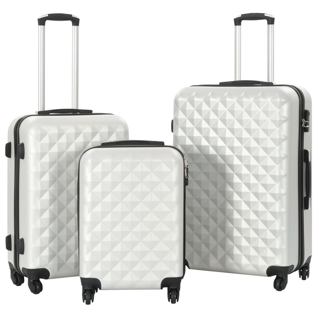 Vidaxl 3-part hard luggage set clear silver colored