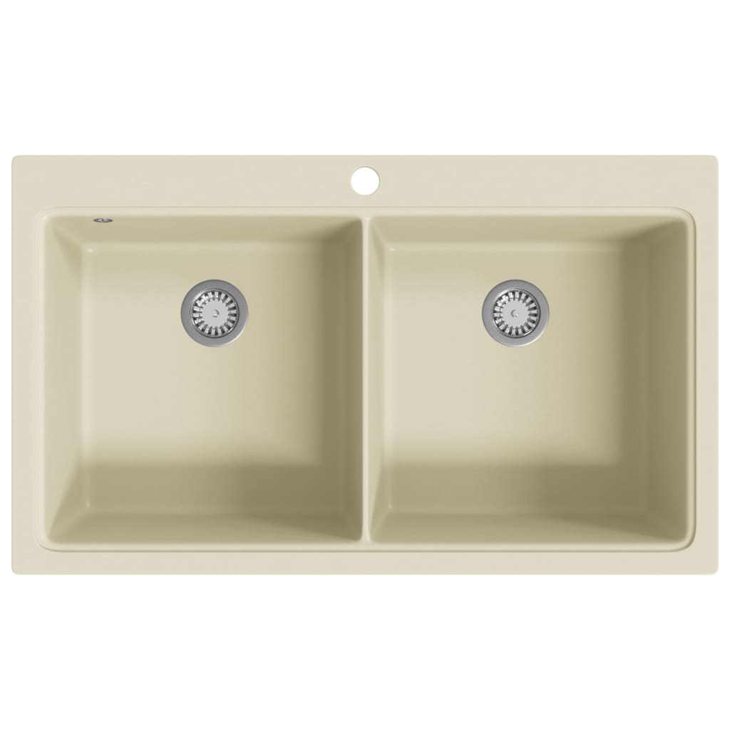 Vidaxl puits doubles bacs beige granit