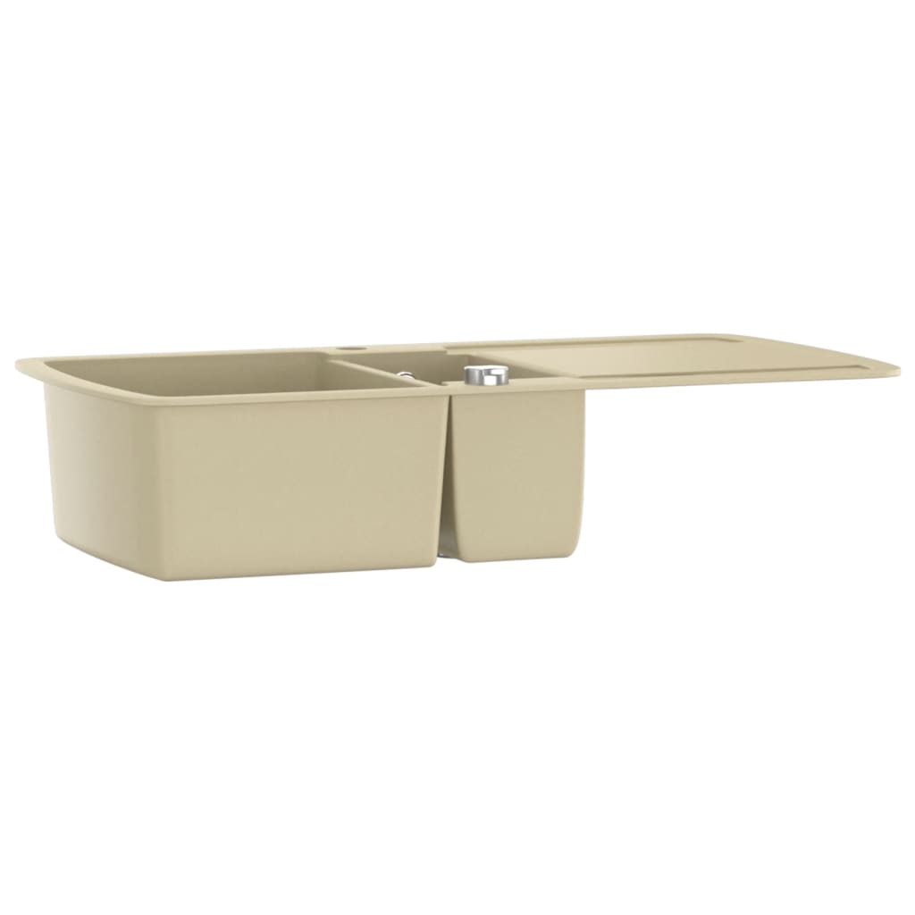 Vidaxl puits doubles bacs beige granit