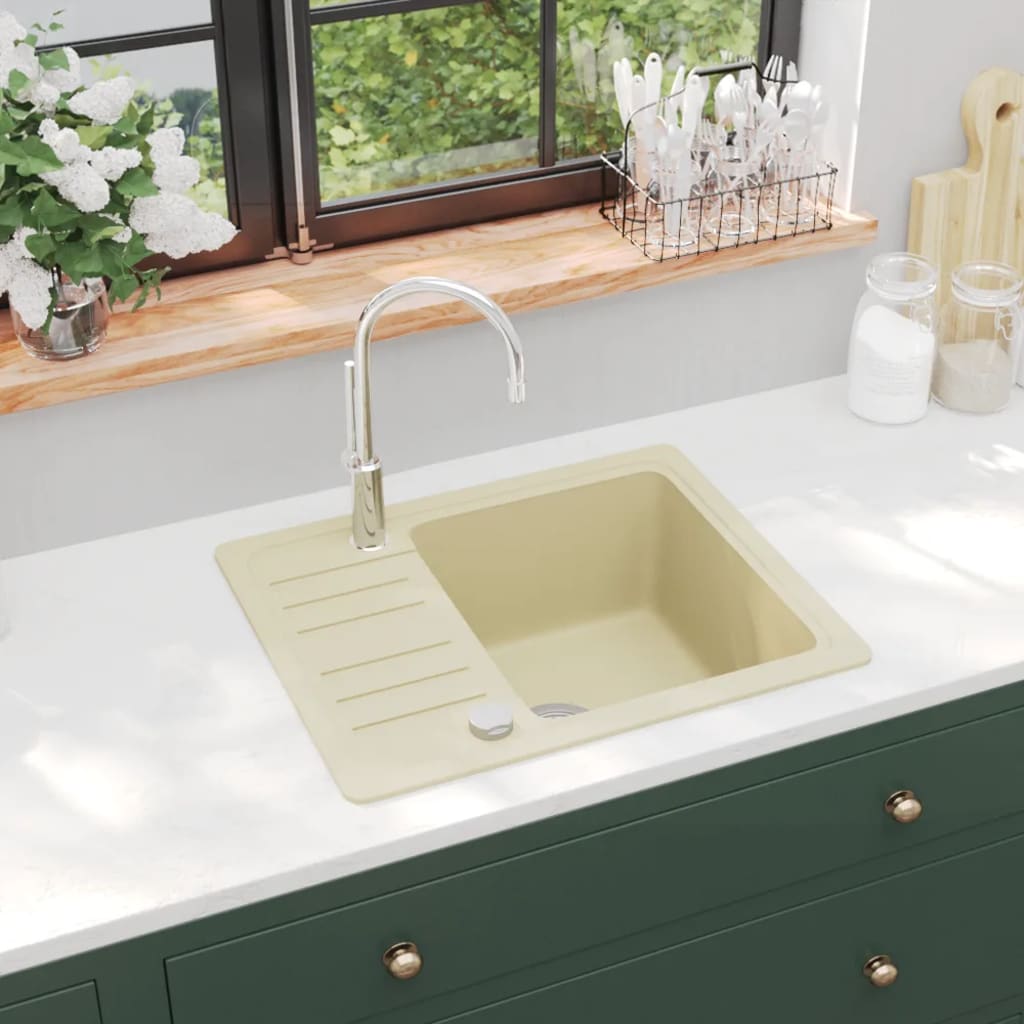 Vidaxl lavabo bol simple de beige de granit