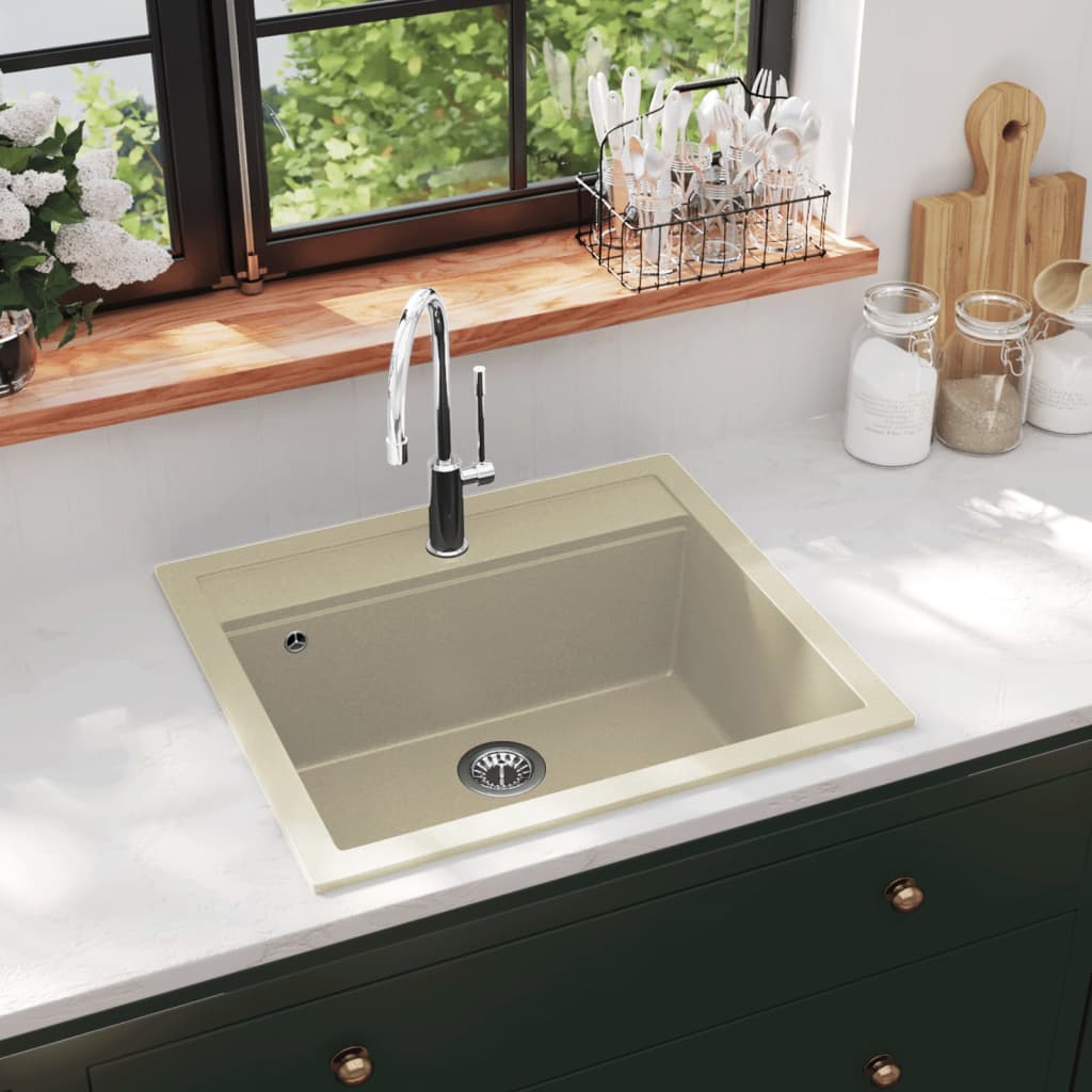 Vidaxl lavabo bol simple de beige de granit