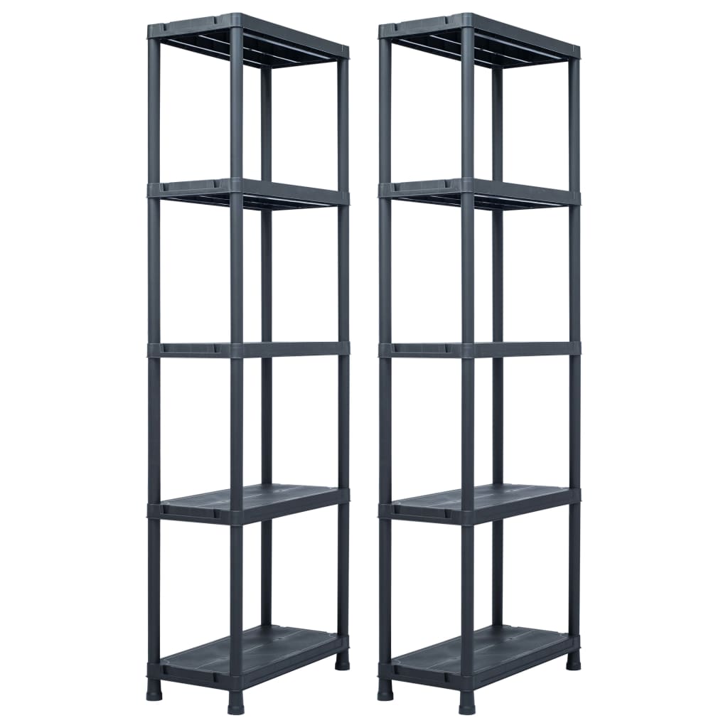 Vidaxl storage racks 2 pcs 125 kg 60x30x180 cm plastic black