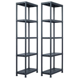 Grandas de almacenamiento Vidaxl 2 PC 125 kg 60x30x180 cm de plástico negro