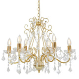 Chandelier Vidaxl avec des perles de cristal autour de 6xe14 de couleur or