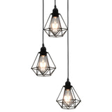 Vidaxl taklampe med diamantform 3xe27 svart