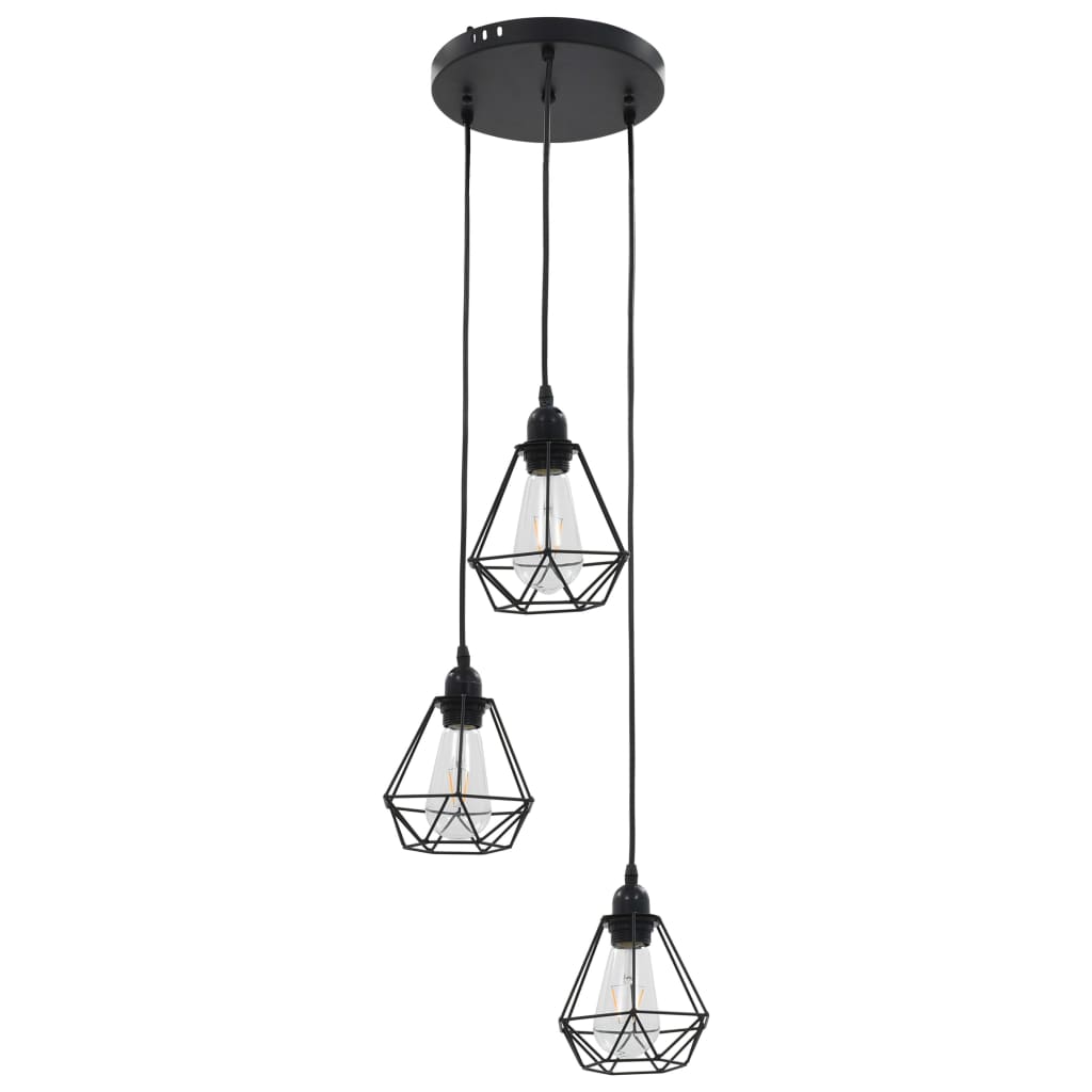 Vidaxl taklampe med diamantform 3xe27 svart