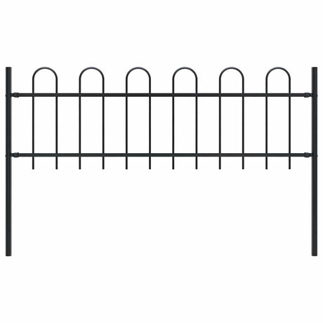 Vidaxl Garden Fence with Round Top 1.8m Steel Black