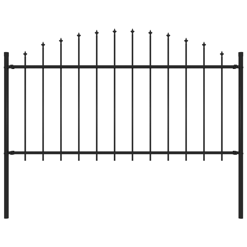 Vidaxl Garden Fence s vrcholem Spears (1,25-1,5) x1,7 m ocel černá